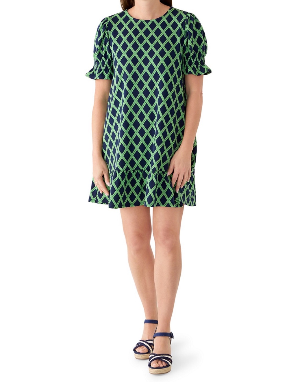 Women's Crown & Ivy Blue & Green Baby Terry Sheath Mini Dress XL NWT